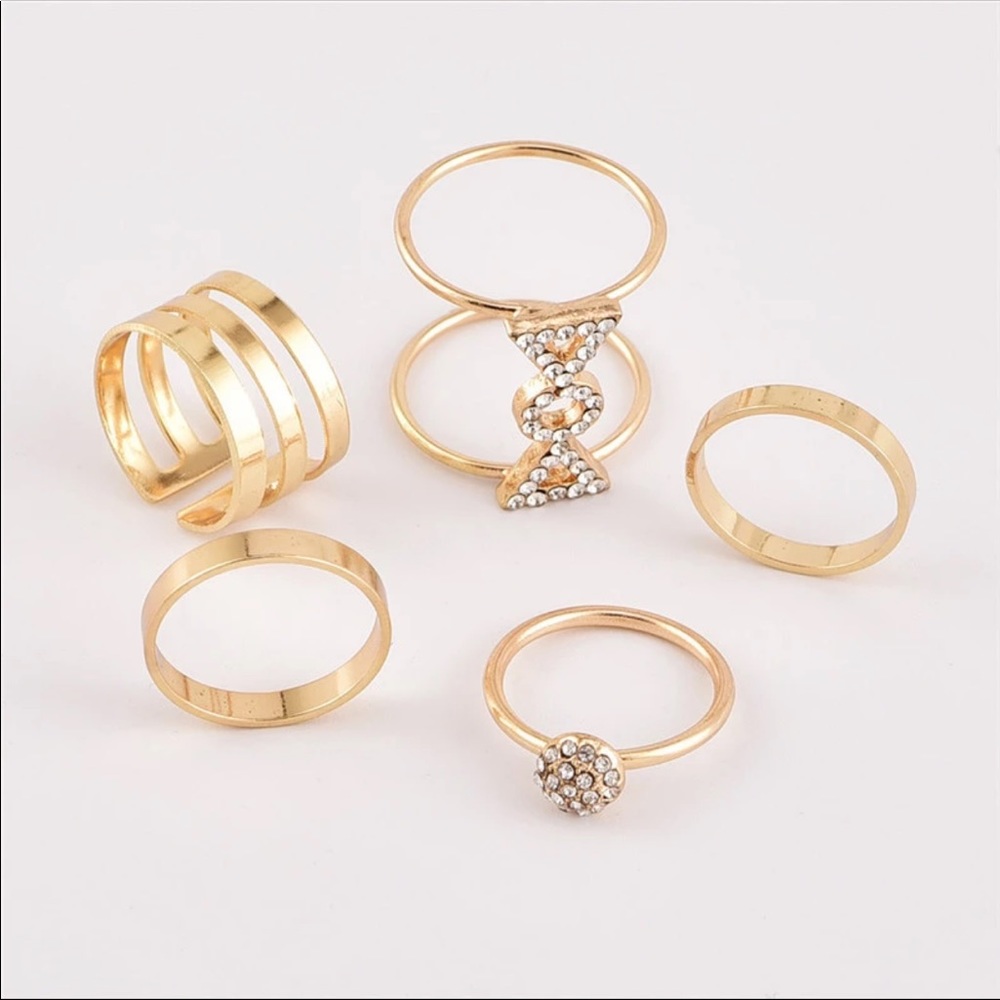 5 Piece Gold Midi Knuckle Ring Set - Picture 4 of 6